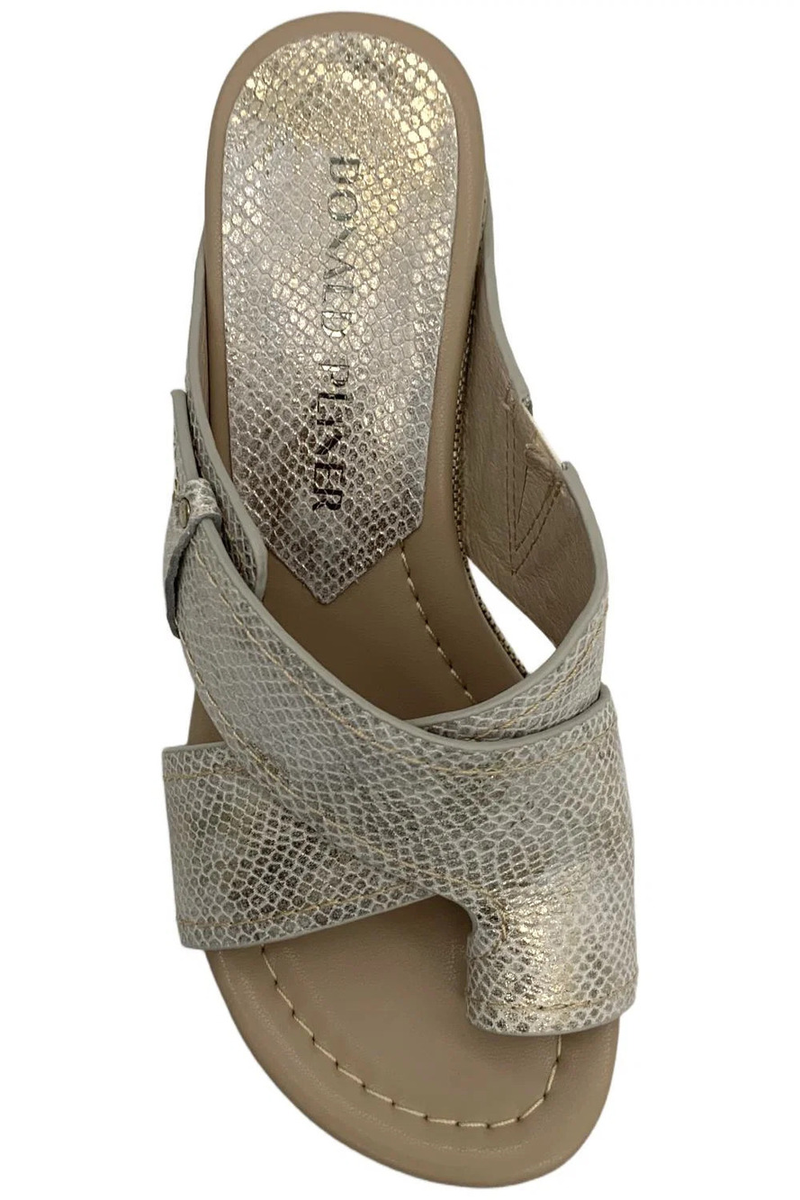 Donald Pliner Women's Irini Crocco Patent Leather Sandal Light Bronze - Medium - Picture 2 of 3